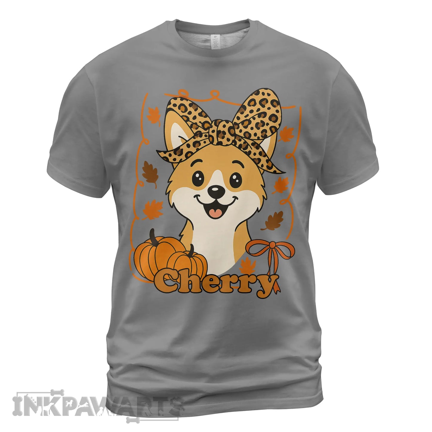 Corgi T-Shirt Cute Thanksgiving Dog Tee with Pumpkins and Fall Leaves