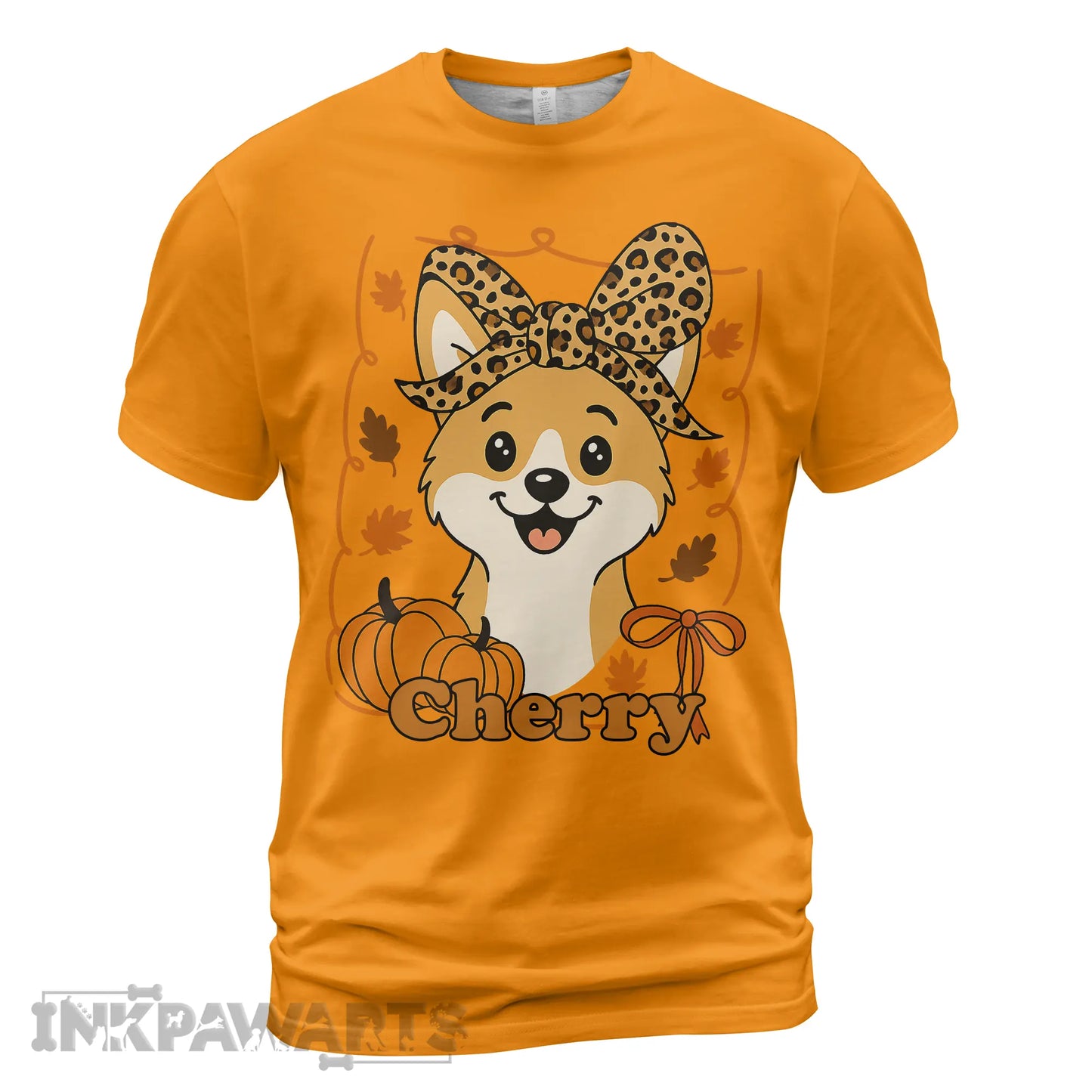 Corgi T-Shirt Cute Thanksgiving Dog Tee with Pumpkins and Fall Leaves