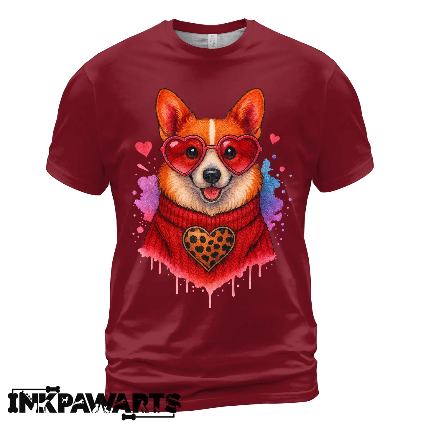 Corgi Valentine T-Shirt – Cute Corgi Love T Shirt with Heart Design for Women