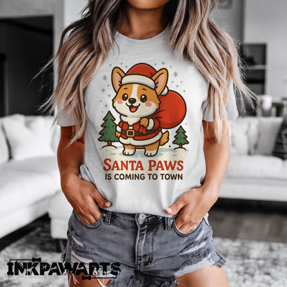 Corgi Christmas T-Shirt Cute Santa Paws Holiday Dog Tee