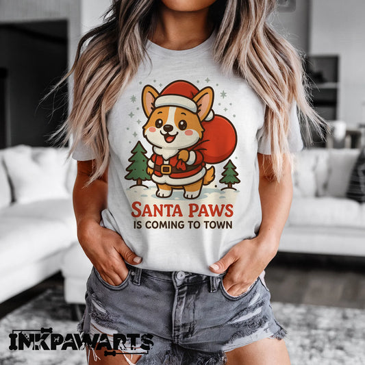 Corgi Christmas T-Shirt Cute Santa Paws Holiday Dog Tee