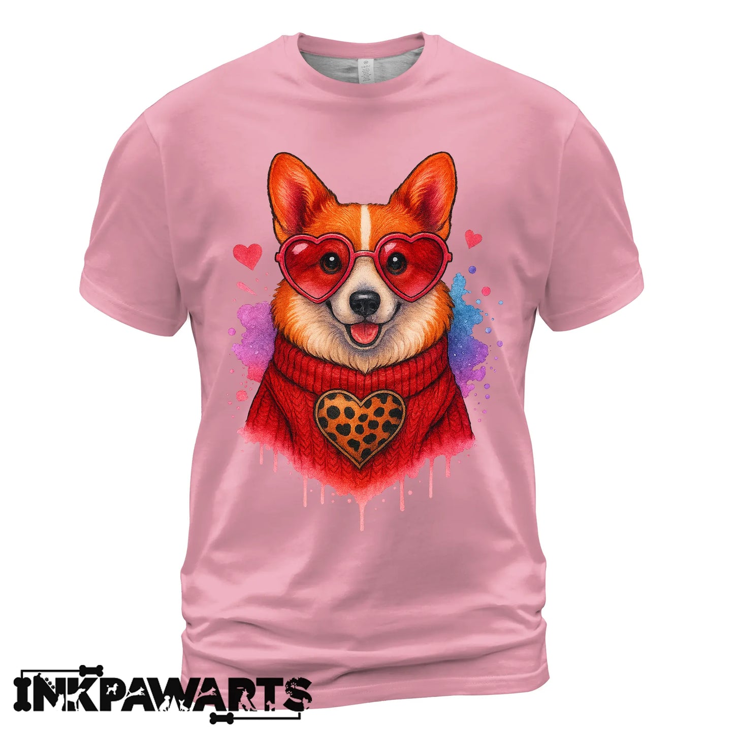 Corgi Valentine T-Shirt – Cute Corgi Love T Shirt with Heart Design for Women