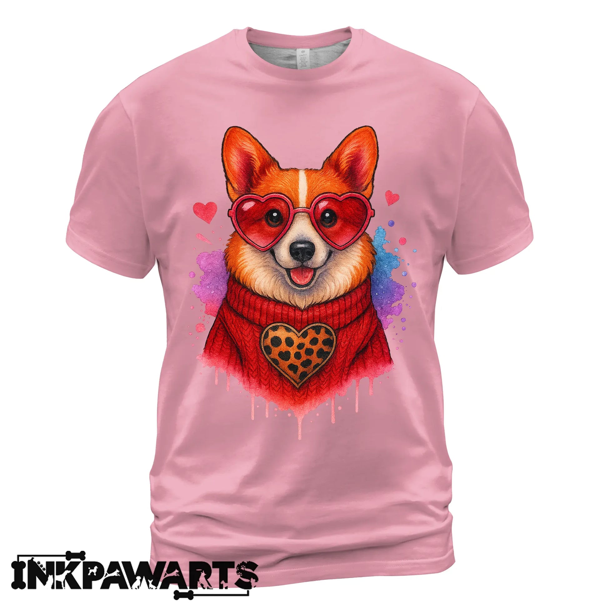 Corgi Valentine T-Shirt – Cute Corgi Love T Shirt with Heart Design for Women