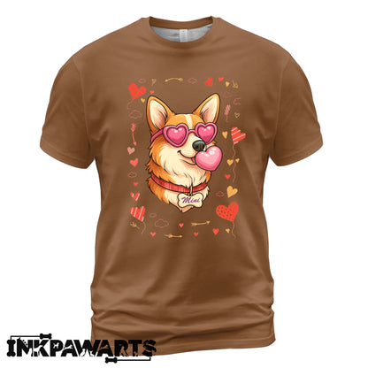 Cute Corgi Valentine Shirt with Heart Glasses