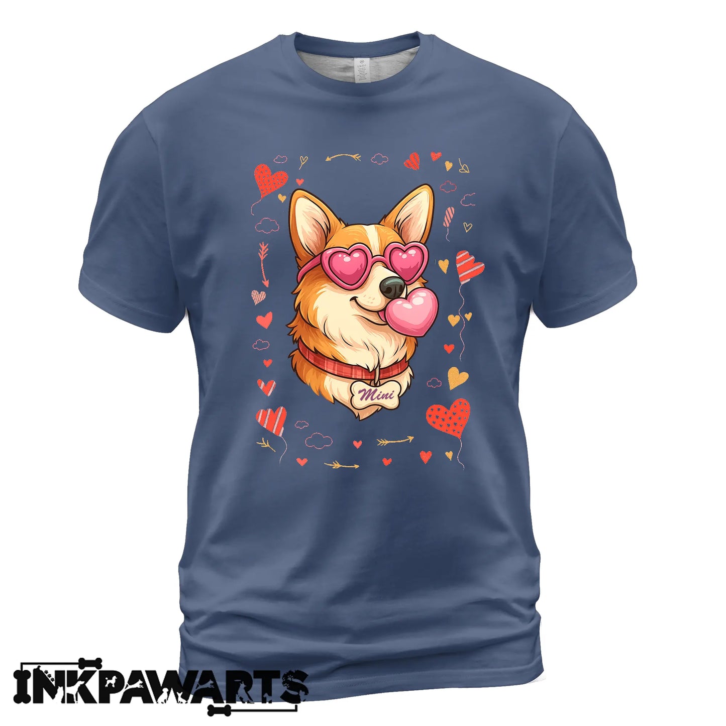 Cute Corgi Valentine Shirt with Heart Glasses