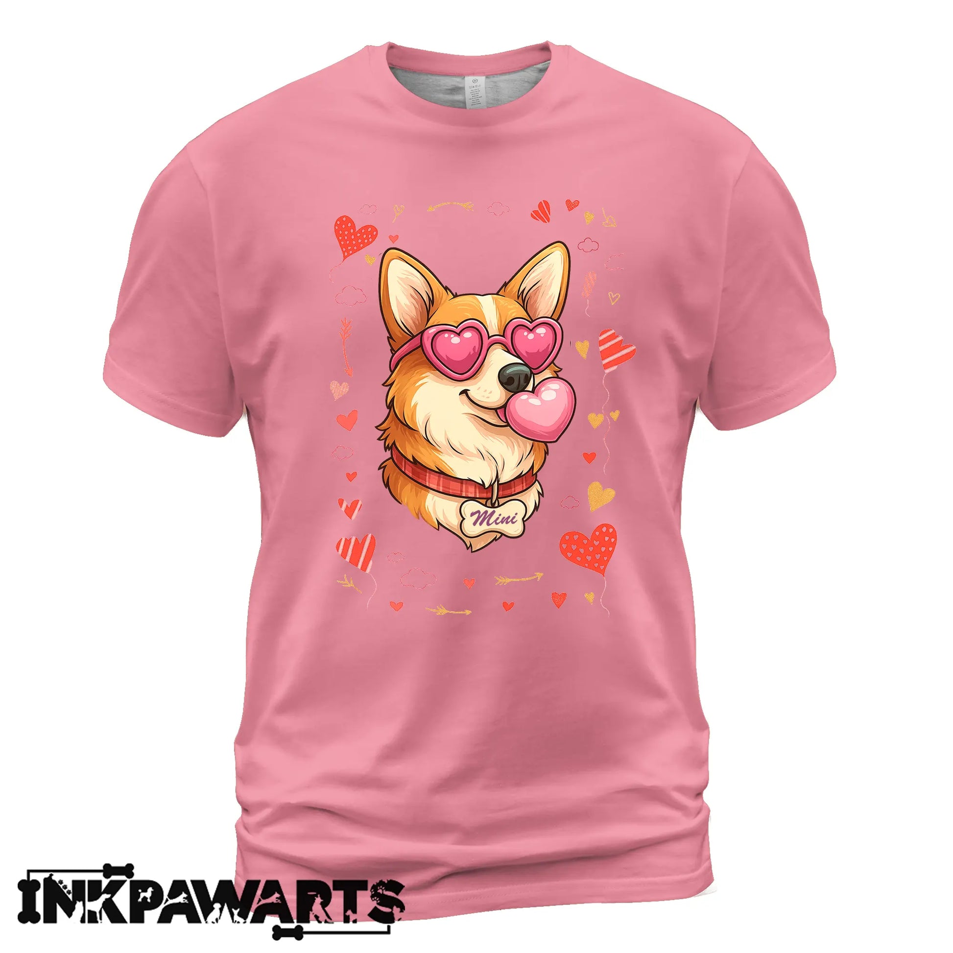 Cute Corgi Valentine Shirt with Heart Glasses