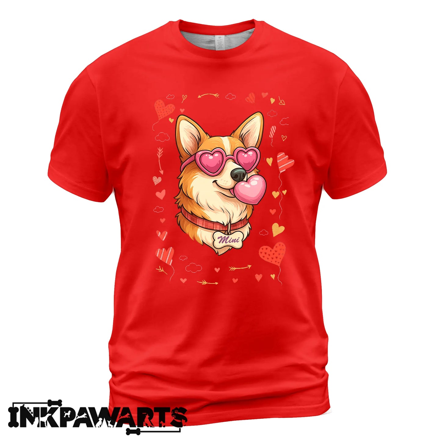 Cute Corgi Valentine Shirt with Heart Glasses