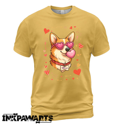 Cute Corgi Valentine Shirt with Heart Glasses