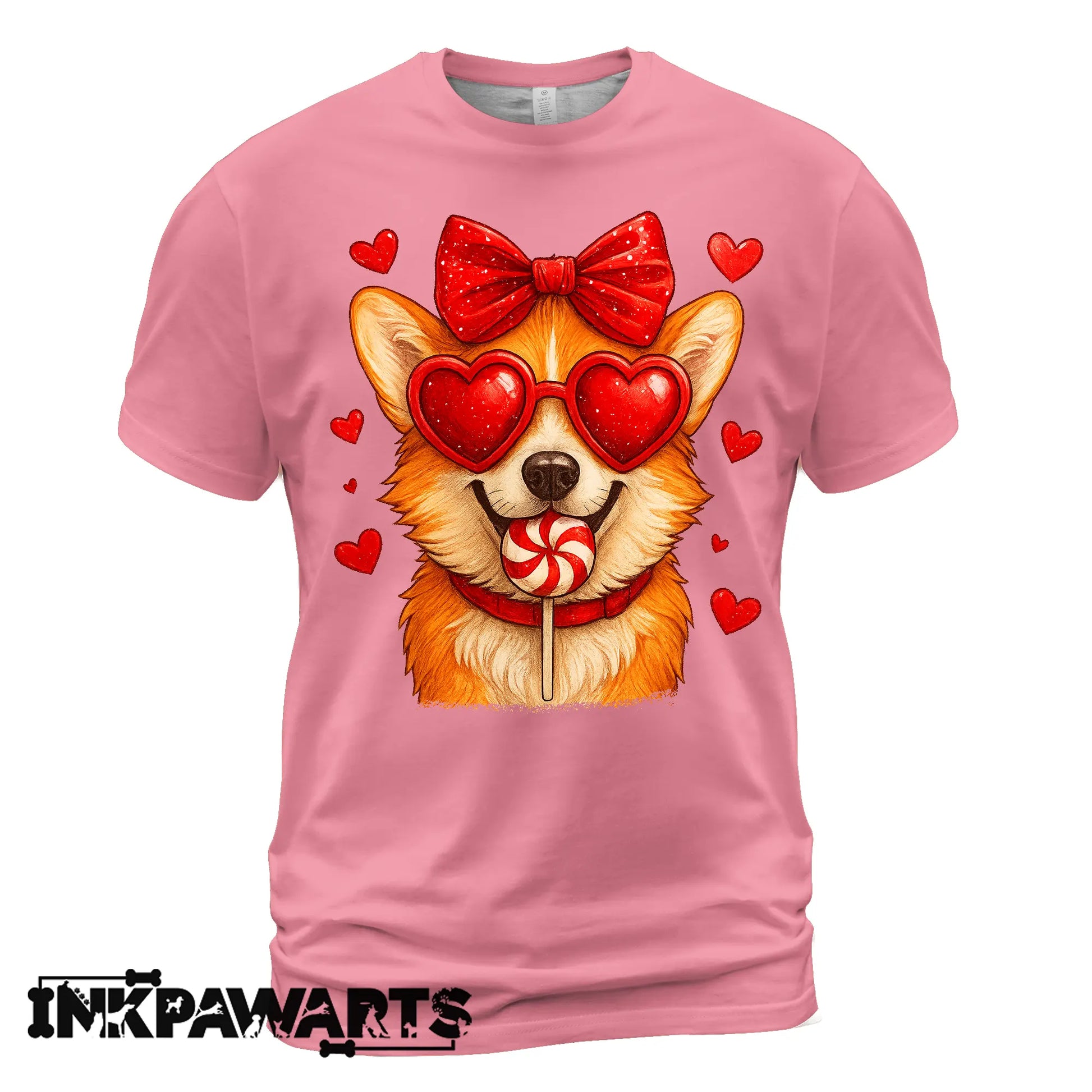 Cute Corgi Valentine T-Shirt – Corgi Love Shirt with Heart Lollipop