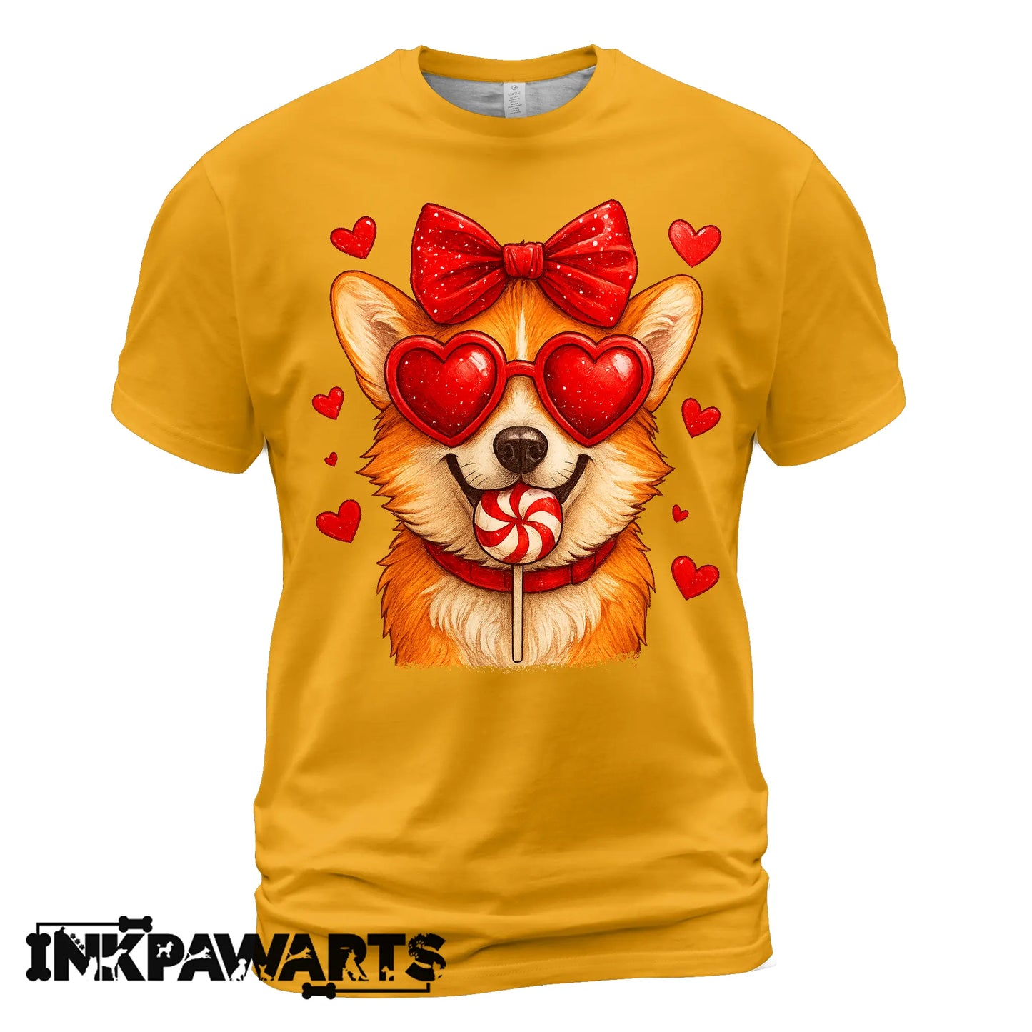 Cute Corgi Valentine T-Shirt – Corgi Love Shirt with Heart Lollipop