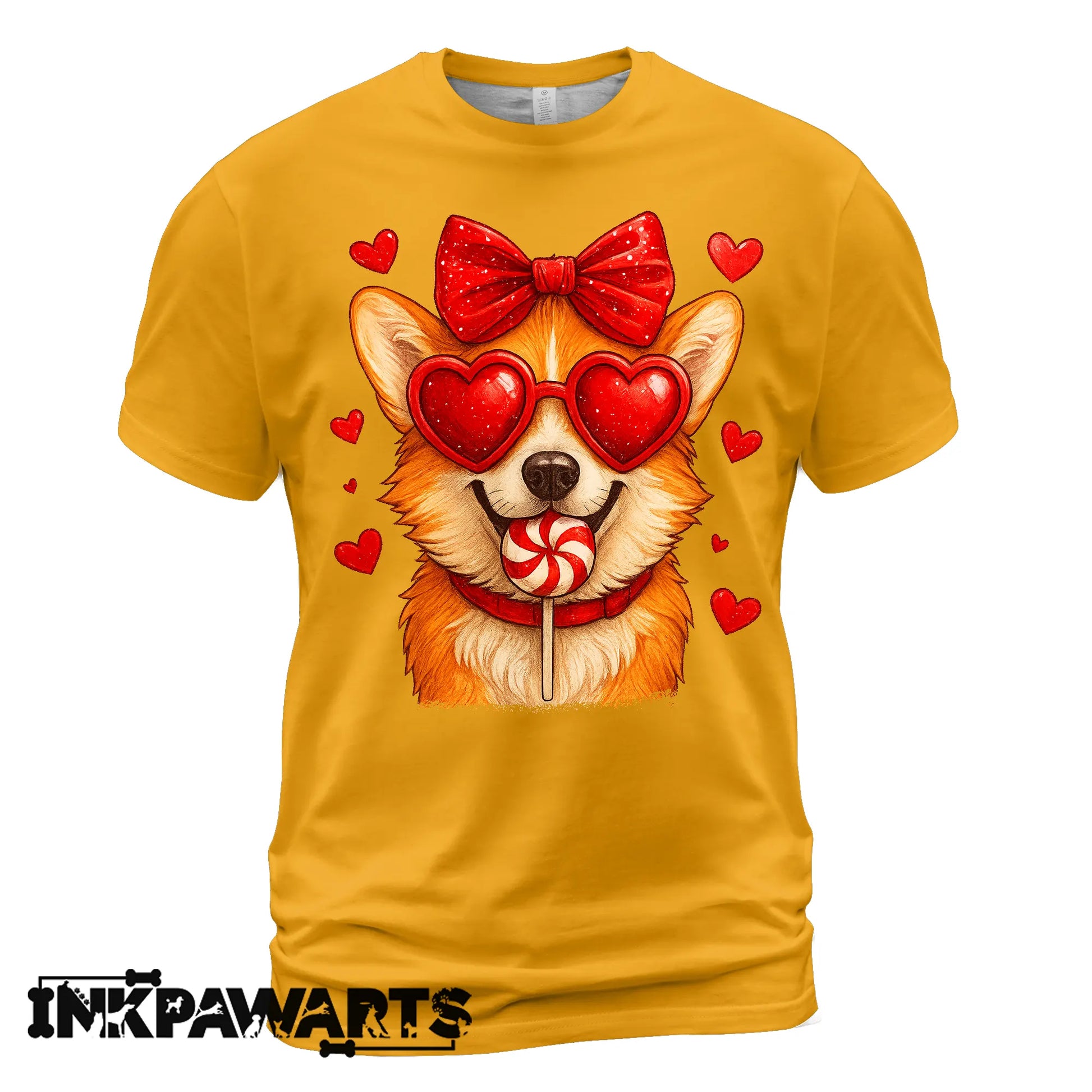 Cute Corgi Valentine T-Shirt – Corgi Love Shirt with Heart Lollipop