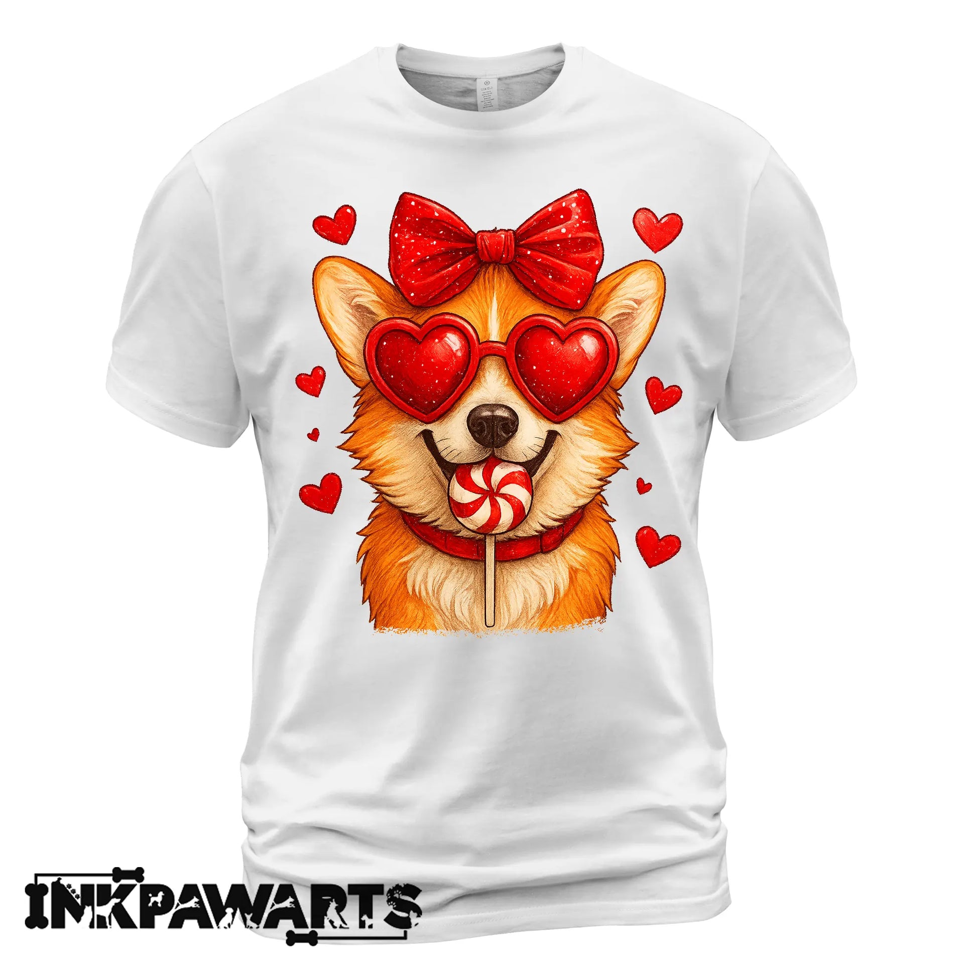 Cute Corgi Valentine T-Shirt – Corgi Love Shirt with Heart Lollipop