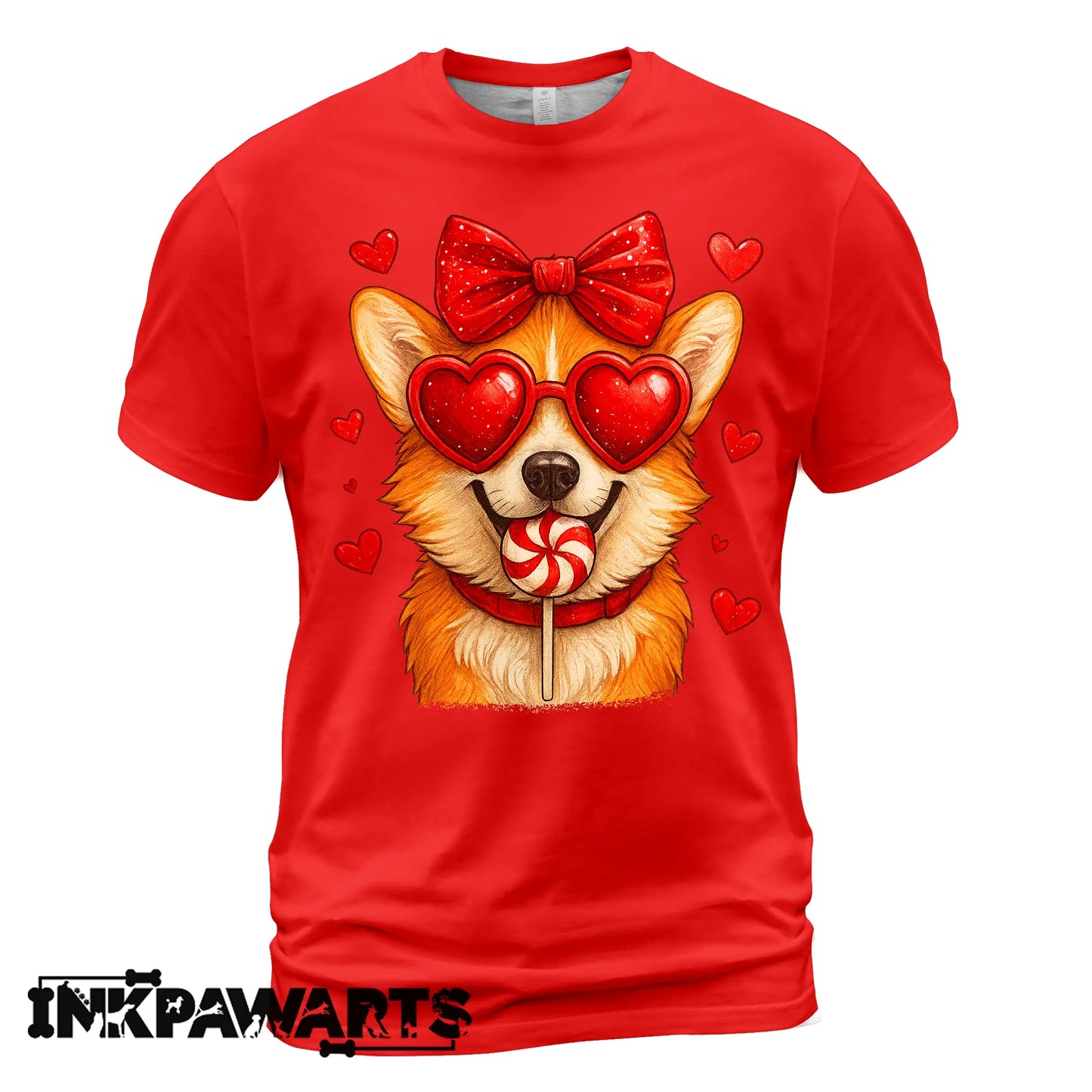Cute Corgi Valentine T-Shirt – Corgi Love Shirt with Heart Lollipop