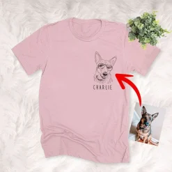 Dog Shirts Pencil Design Custom Unisex Left Chest T-Shirt, Funny Gift For Dog Lovers, Dog Owners