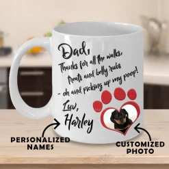Dog Mug Custom Dog Mug | Thank You Best Dog Dad Mug with personalized pet name and photo - The Perfect Dog Dad Gift | Dog Dad Mug