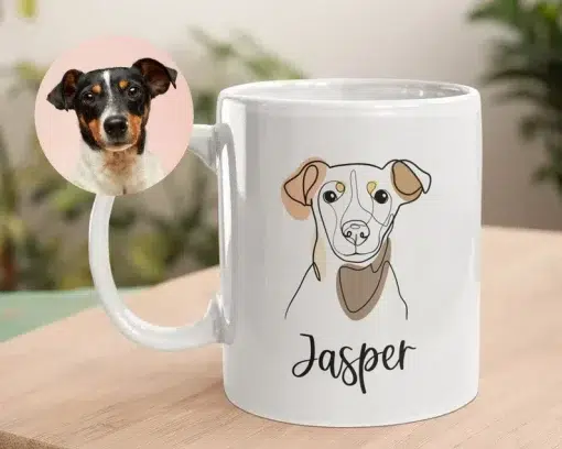 Dog Mug Custom Hand-Drawn Dog Pet Photo Mug, Coffee Mug With Name, Personalized Gift Dog Lovers Owners, Dog Mom Mug Gift, Dog Dad Mug Gift, Handmade