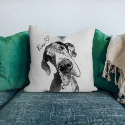 Dog Pillow Personalized Pet Photo Portrait Sketch Pillow Case, Father's Day, Mother's Day