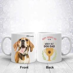 Dog Mug Happy Father's Day To The World's Best Dog Dad Custom Color Dog Photo Mug