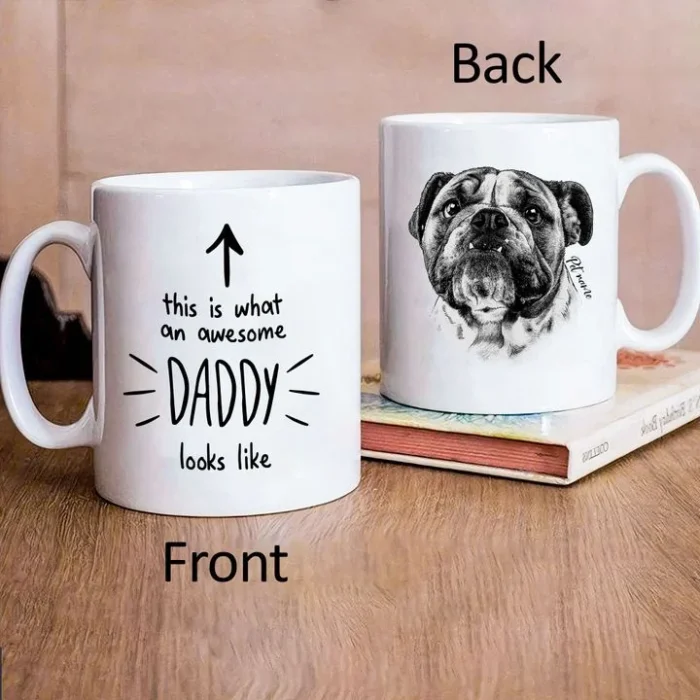 Dog Mug This Is What An Awesome Dad Look Like Hand Drawn Pet Portrait Personalized Mug Gift For Fur Dad, Dog Lover