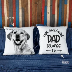Dog Pillow This Awesome Dad Belong To Custom Dog Photo Pillow Case Gift For Dad, Fur Dad Father's Day, Father's Day, Mother's Day