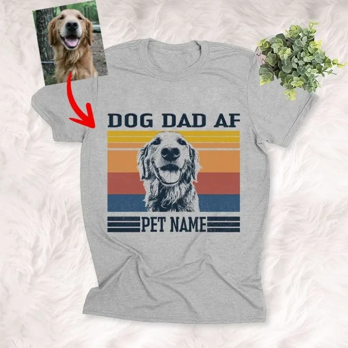 Dog Shirts Personalized Dog Dad Af Father's Day Sketch Unisex T-Shirt Gift For Dog Dad, Pet Owner