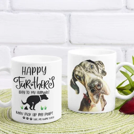 Dog Mug Personalized Happy Fur-Ther's Day Fathers Day Mug Gift For Fur Dad, Dog Lover