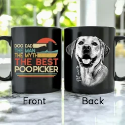 Dog Mug Dog Dad, The Man, The Myth, The Best Poo Picker Hand Drawn Pet Portrait Personalized Mug Gift For Fur Dad, Dog Lover