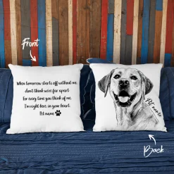 Personalized Pet Sympathy Hand Drawn Portrait Dog Photo Pillow Case Gift For Dog Lover, Dog Owner, Pet Parents, Father's Day, Mother's Day
