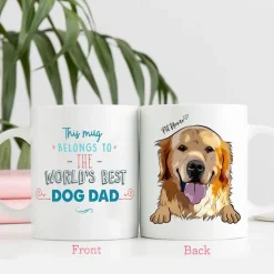 Dog Mug This Mug Belongs To The World's Best Dog Dad Personalized Dog Face Mug Gift For Fur Parents, Dog Lover Funny Pet Owner Mugs, Pet Gifts, Christmas Gift