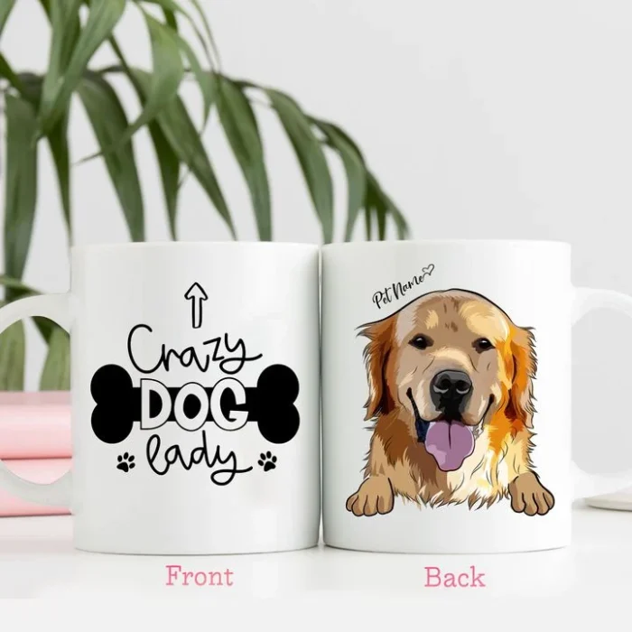 Dog Mug Crazy Dog Lady Customized Dog Face Mug For Dog Lover, Dog Mom Funny Pet Owner Mugs, Pet Gifts, Christmas Gift