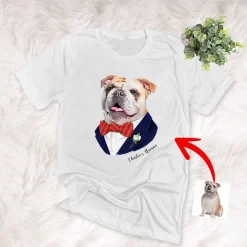 Dog Shirts Pet Portrait In Vest Personalized Unisex T-Shirt Gift For Valentine