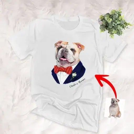 Dog Shirts Pet Portrait In Vest Personalized Unisex T-Shirt Gift For Valentine