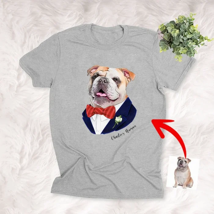 Dog Shirts Pet Portrait In Vest Personalized Unisex T-Shirt Gift For Valentine