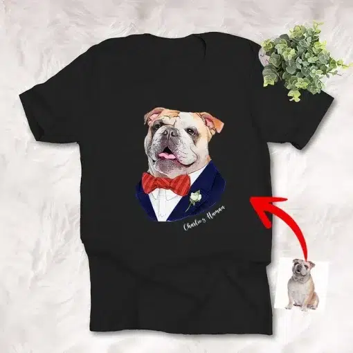 Dog Shirts Pet Portrait In Vest Personalized Unisex T-Shirt Gift For Valentine