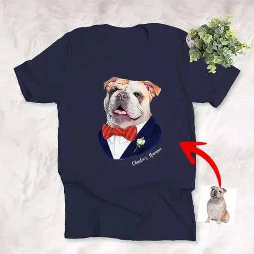 Dog Shirts Pet Portrait In Vest Personalized Unisex T-Shirt Gift For Valentine
