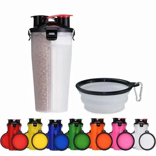 Dog Bowl 2 In 1 Pet Travel Water Bottle Foldable Dog feed Bow