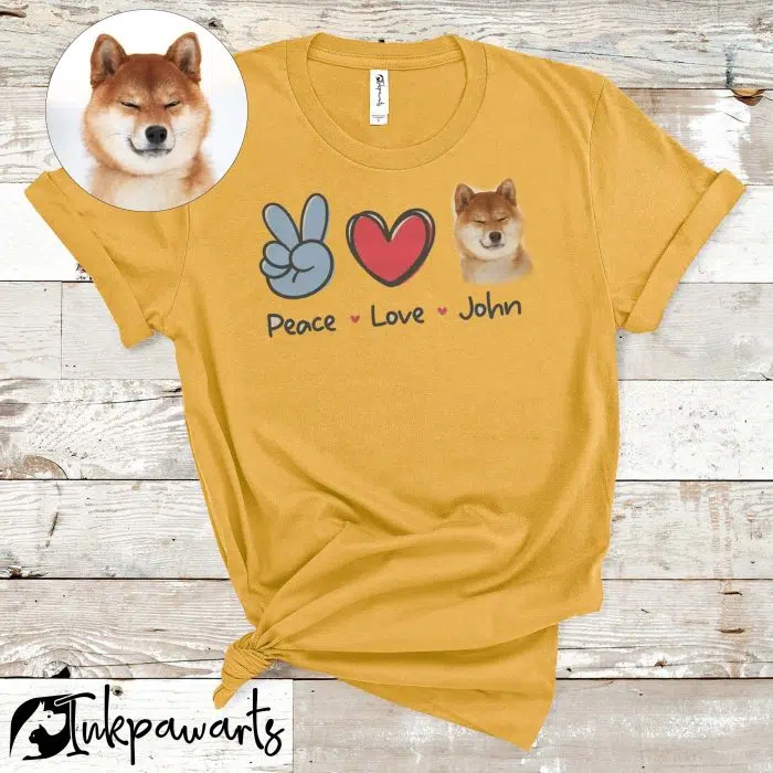 Personalized Dog Shirt Peace Love Dog Lovers Shirt, Gift for Mom, Gift for Her, Gift for Him, Animal Lovers