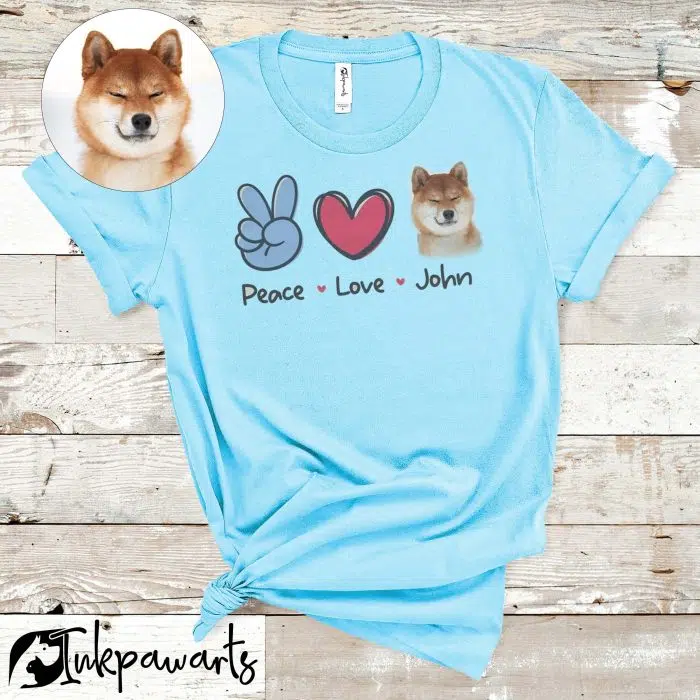 Personalized Dog Shirt Peace Love Dog Lovers Shirt, Gift for Mom, Gift for Her, Gift for Him, Animal Lovers