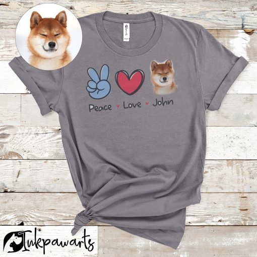 Personalized Dog Shirt Peace Love Dog Lovers Shirt, Gift for Mom, Gift for Her, Gift for Him, Animal Lovers