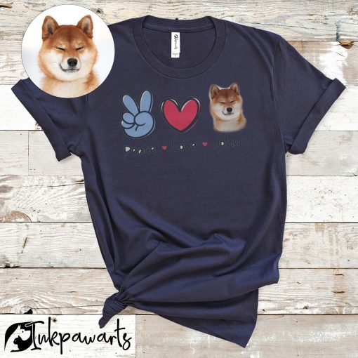 Personalized Dog Shirt Peace Love Dog Lovers Shirt, Gift for Mom, Gift for Her, Gift for Him, Animal Lovers
