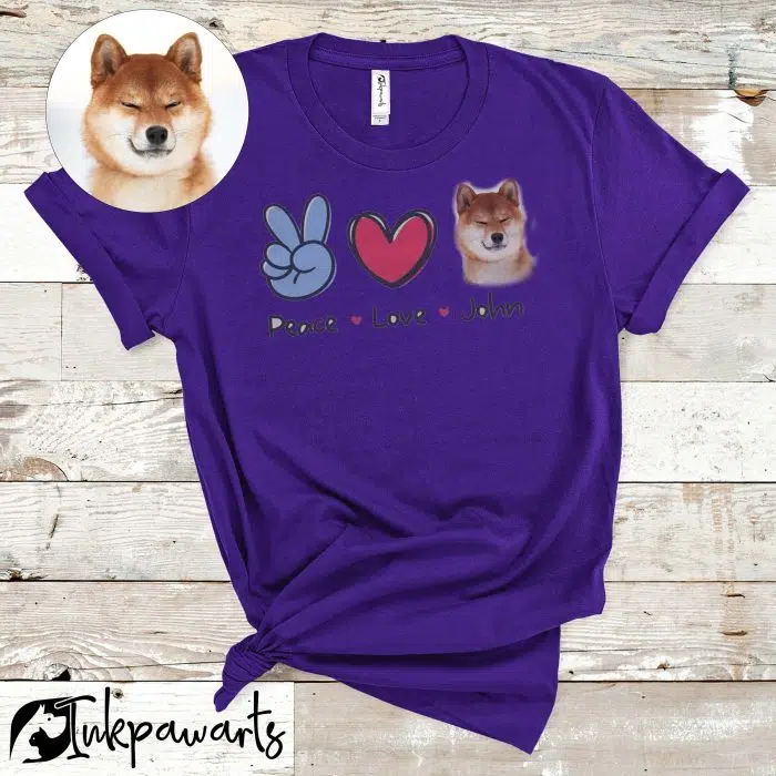 Personalized Dog Shirt Peace Love Dog Lovers Shirt, Gift for Mom, Gift for Her, Gift for Him, Animal Lovers