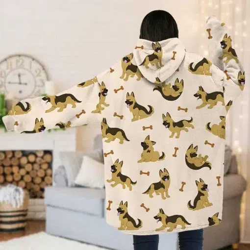 Sherpa Hoodie Blanket GSH Loved By A German Shepherd | Blanket Hoodie