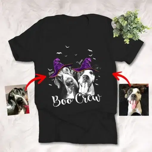 Custom Dog T Shirt Happy Halloween Sketch Dog Witch Hat