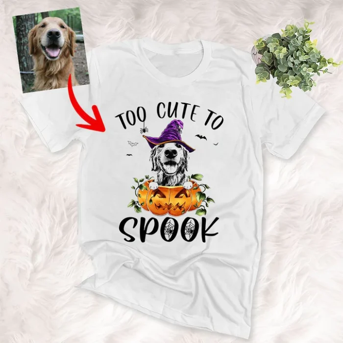 Custom Dog T Shirt Too Cute To Spook Halloween Shirt