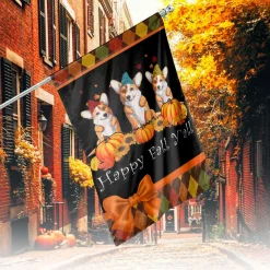 Dog Garden Flag Corgi Dog Fall Yall Thanksgiving Flag