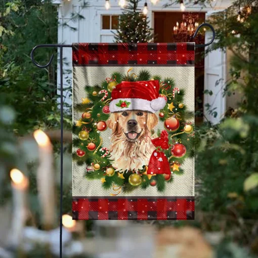 Dog Garden Flag Dog Garden Golden Retriever Dog Christmas Flag