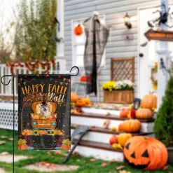Dog Garden Flag Happy Fall Y'all Corgi Garden Flag, Dog On Truck Pumpkin Fall Autumn Flag