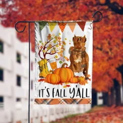 Dog Garden Flag Its Fall Yall Purebred American Pit Bull Flag, Autumn Lovers Flag