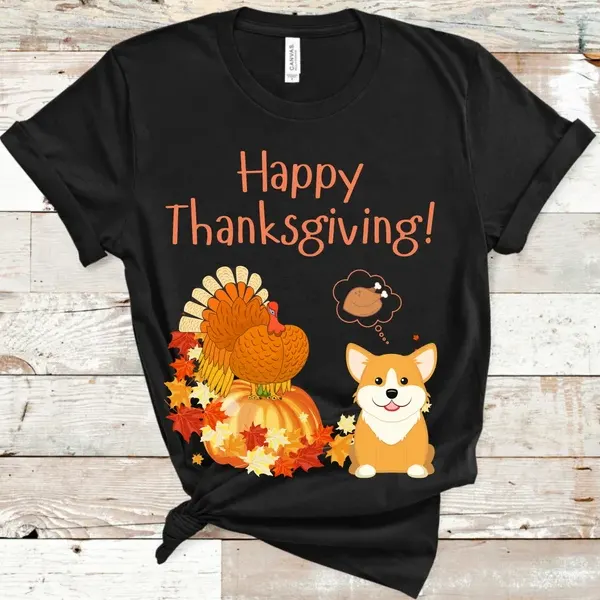 Dog T Shirt Corgi Thanksgiving Shirt