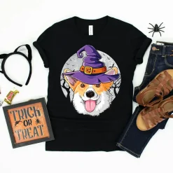 Halloween Corgi T-Shirts Witch Halloween Shirt